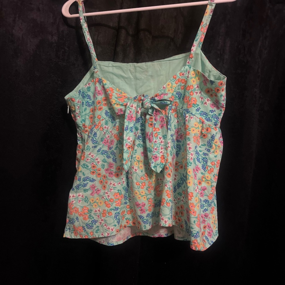 J.Crew Re-Imagined Floral Tie Back Camisole Top Mint Green Pink Orange 6 - Picture 2 of 6